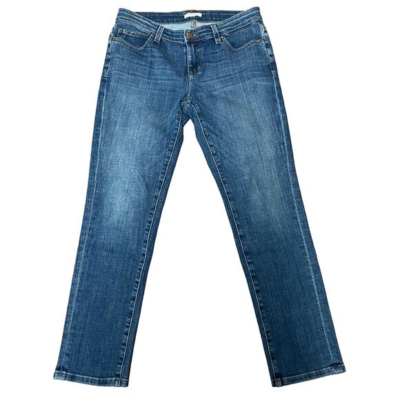 Eileen Fisher Cropped Taper Leg Medium Wash Mid Rise Jeans Womens 6P Stretch - Picture 1 of 11